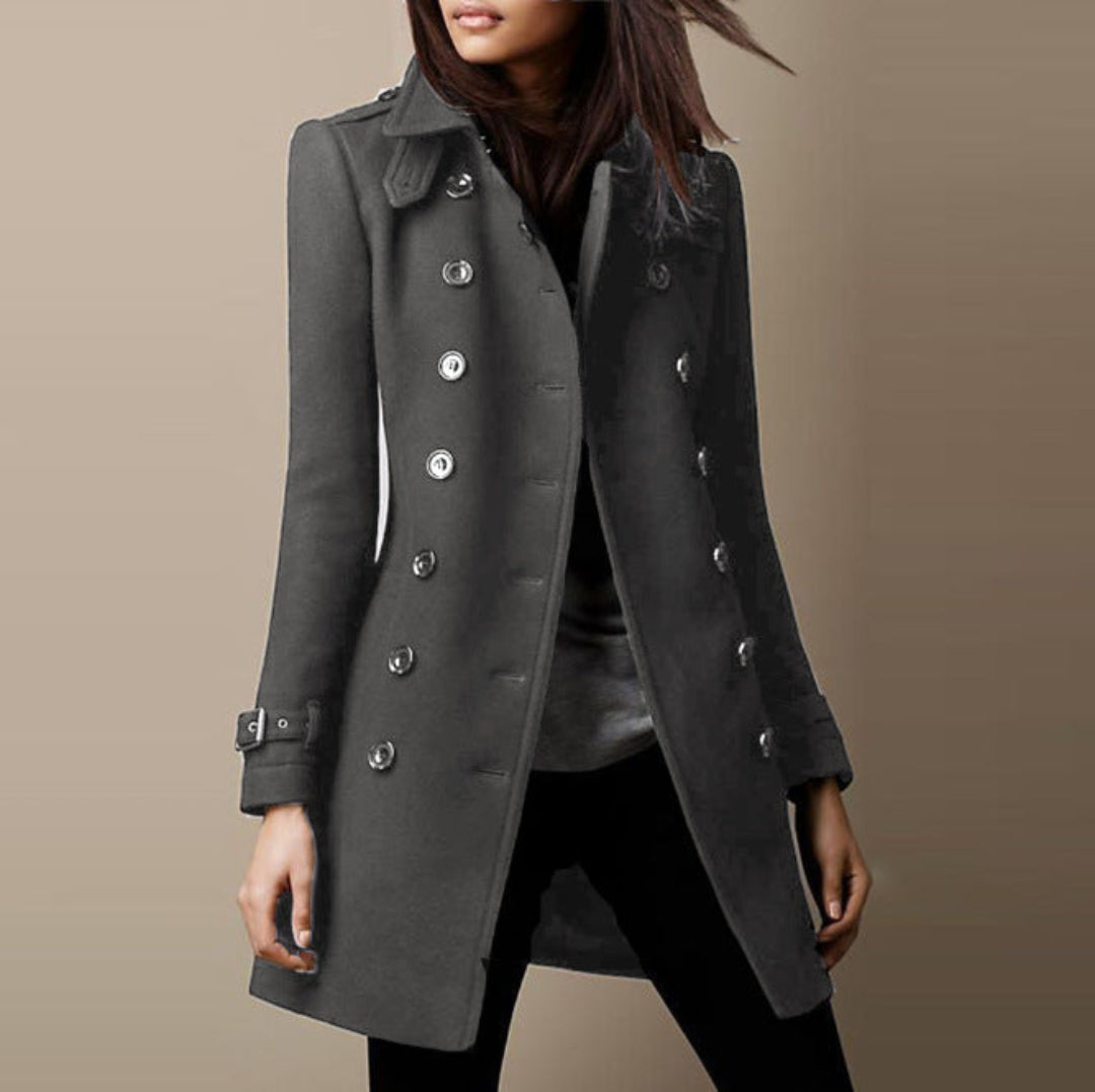 Dames Half Lange Jas met Trenchcoat Look
