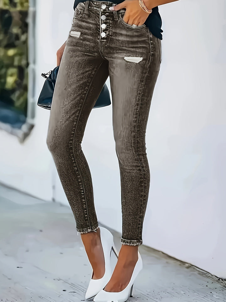 Dames Klassieke Skinny Broek met Hoge Taille