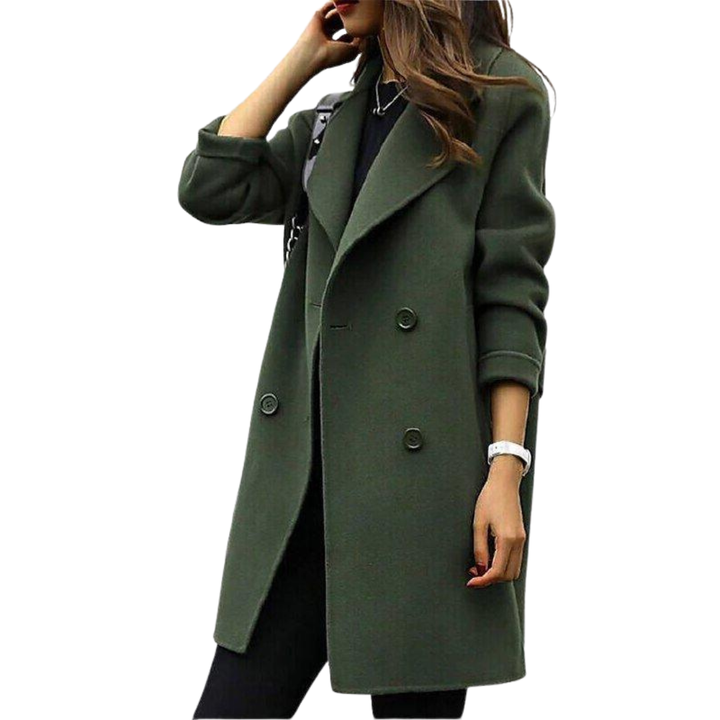 Dames Lange Jas met Klassieke Trenchcoat Look
