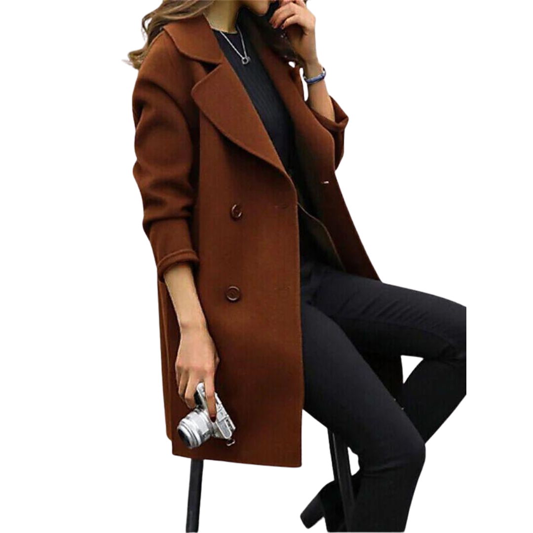 Dames Lange Jas met Klassieke Trenchcoat Look
