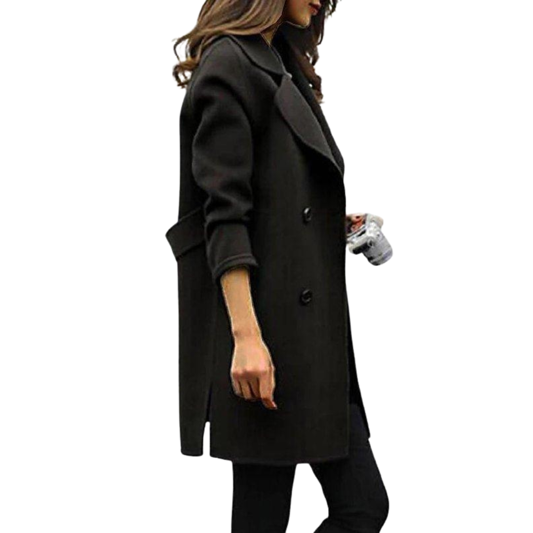 Dames Lange Jas met Klassieke Trenchcoat Look
