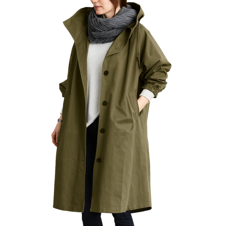 Dames Lange Regenjas met Verstelbare Pasvorm